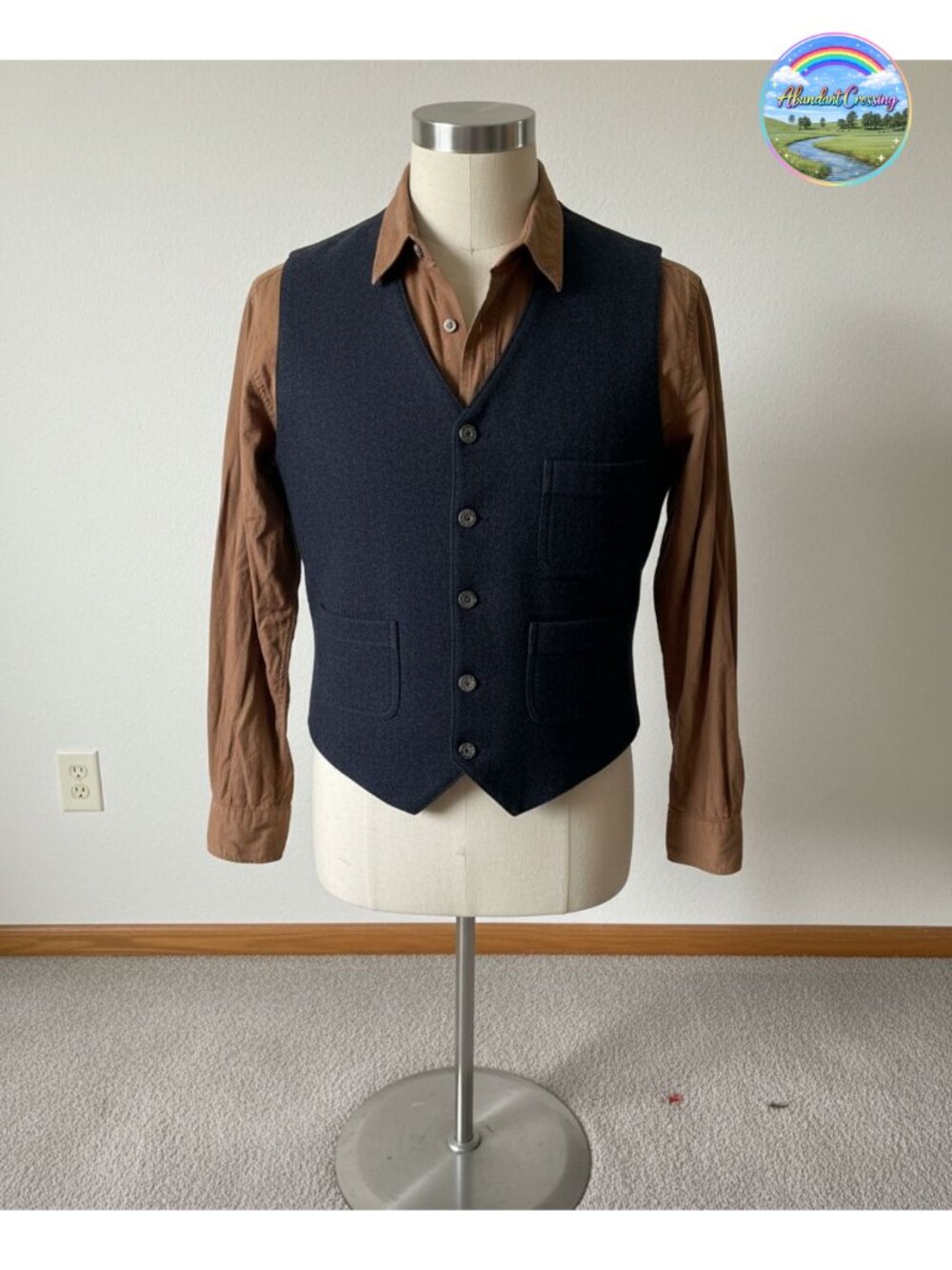 Mens Tweed Vest V Neck 5 Button Wool Waistcoat Wedding Groomsmen